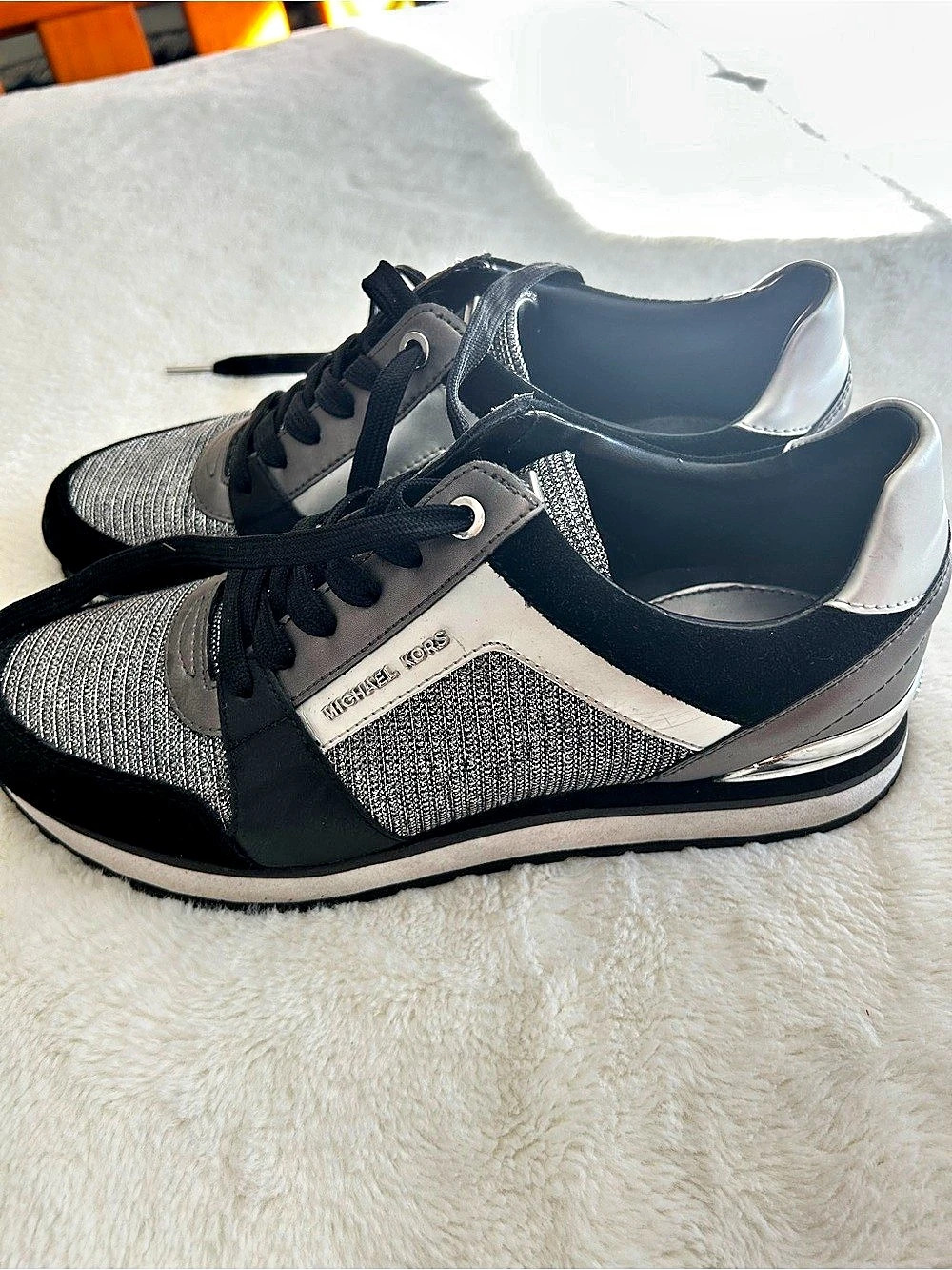 Michael Kors Allie Glitter Chain-Mesh Sneaker Sneakers in Black & Gray